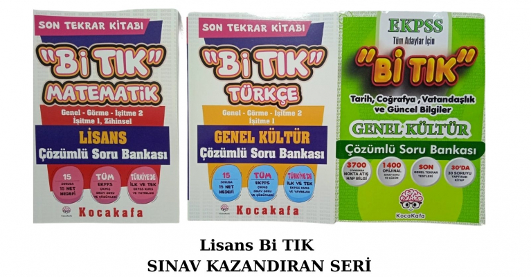 Lisans   Bi TIK Serisi 3'lü Setimiz : Matematik-Türkçe-Genel Kültür  Sınav kazandıran set  