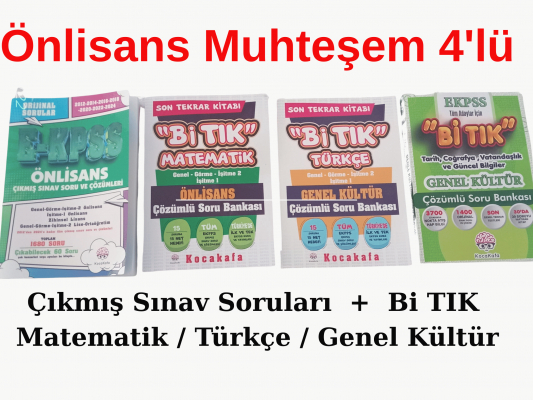 Önlisans 4'lü Set Çıkmış Sınav Soruları +Bi Tık Matematik+Bi Tık Türkçe + Bi Tık Genel Kültür 4 